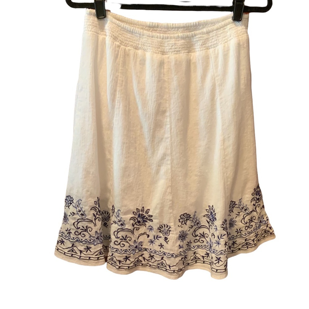 Charter Club White‎ and Blue Embroidered Midi Skirt​
